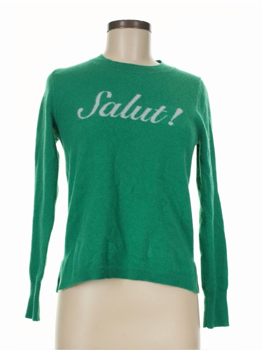 Jcrew Green 'Salut!' Crewneck Sweater - Women's cashmere